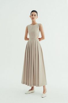 Lynn Pleated Cut-Out Twill Midi Dress - MEAN BLVD