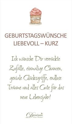 a card with an image of a cupcake and the words geburststagswunsche liebevoll - kur