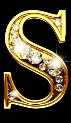 the letter s is made up of gold and diamonds