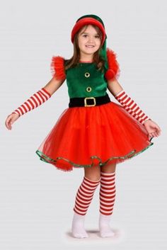 Christmas custom outfit for little girls - Christmas Elf. Green velour top and multi layered red skirt. Included dress, hat, socks and gloves. Zipper and lacing back. Colors: white, red, green, black, gold. Size 4-5 in stock (chest 24 waist 22 length of dress 23-24). Can be made in any size. Christmas Elf Dress, Hot Pink Cocktail Dress, Winter Warm Outfits, Christmas Elf Outfit, Elf Outfit, Girl Green Dress, Pageant Outfits, Winter Mode Outfits, Dress Birthday Party