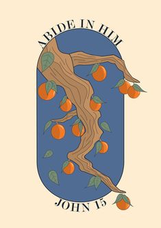 an orange tree with leaves and branches in the shape of a t - shirt design