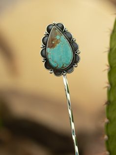 The Blanchard Hair Pin, 9-Hair Accessories-Calli Co., Turquoise and Silver Jewelry, Native American Handmade, Zuni Tribe, Navajo Tribe, Brock Texas Handmade Hairpin, Silver Hair Pin, Hair Accessories Collection, Royston Turquoise, Mom And Sister, Sleeping Beauty Turquoise, Accessories Collection, Hair Pin, Trim Detail