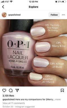 Hush Of Blush Opi, Fingernail Colors, Opi Gel Nail Colors, Pretty Nail Polish Colors, Opi Nail Polish Colors, Nail 2024, Opi Gel Nails, Aqua Nails, Howard Johnson's