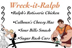 an advertisement for the wreck - it - rapp restaurant with cartoon characters on it