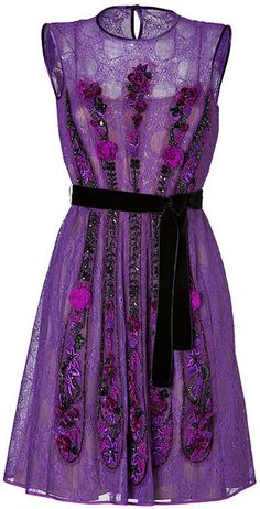 Alberta Ferretti Lace Dress in Purple Cocktail Dress Holiday, Embellished Cocktail Dress, Purple Lace Dress, Winter Typ, Purple Outfits, Armani Prive, Ermanno Scervino, Purple Lace, Cocktail Dress Lace