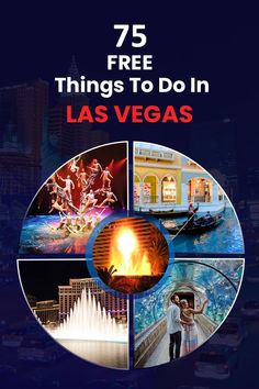 the cover of 52 free things to do in las vegas, with images of buildings and people