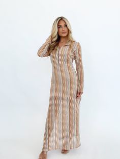 DI8349FO button up collar maxi dress Fore Collection Chic Long Sleeve Mesh Dress For Summer, Fitted V-neck Maxi Dress For Beach, Bohemian Sheer V-neck Maxi Dress, Long Sleeve Stretch Maxi Dress For The Beach, Spring Beach Mesh Maxi Dress, Sheer V-neck Stretch Dresses, Stretch Long Sleeve Dress For Beach Cover-up, Chic Long Sleeve Maxi Dress For Beach Cover-up, Stretch V-neck Maxi Dress For Vacation