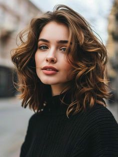 Pretty Haircuts For Wavy Hair, Wavy Hair Square Face Haircuts, Naturally Wavy Hair With Curtain Bangs, 2024 Wavy Hair Trends For Women, Slightly Wavy Hairstyles, Short Layered Hair Wavy, Wavy Short Hair With Layers, Round Face Haircuts Wavy Hair, Long Bob For Wavy Hair