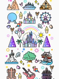 an image of disney world with many different things on it