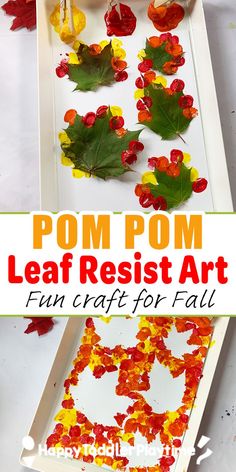 this is an easy fall art project for kids to do with the leaves and paint