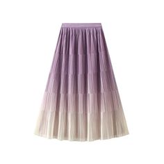 Gradient Color Loose Mid Length Skirt Women - Pleated Skirt - Guocali Accordion Pleats Tiered Skirt, Elegant Purple Pleated Skirt, Spring Purple Pleated Skirt, Elegant Purple Pleated Maxi Skirt, Spring Purple Pleated Maxi Skirt, Purple Pleated Flared Skirt, Summer Purple Pleated Skirt With Lining, Summer Purple Lined Pleated Skirt, Summer Purple Pleated Lined Skirt