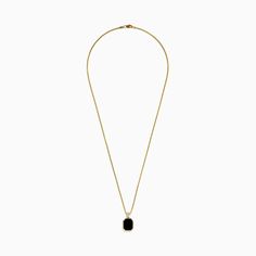 Effy Men's 14K Yellow Gold Onyx and Diamond Pendant Formal Black Rectangular Necklace, Classic Onyx Necklaces For Formal Occasions, Classic Black Necklace For Formal Occasions, Luxury Black Rectangular Necklace, Classic Yellow Gold Necklace With Black Enamel, Gold Yellow, Diamond Pendant, Round Diamonds, Onyx