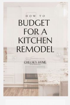 the kitchen remodel guide is shown in black and white, with text overlaying it