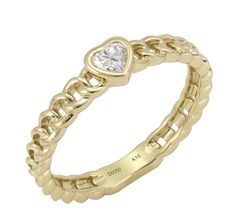 Fall in love with our stunning 0.22ct tw heart with gold chain style diamond ring. This charming ring features a delicate gold chain design and a sparkling heart-shaped diamond at its center. Show your love and add a touch of elegance to any outfit with this timeless piece. Metal: 18K Yellow GoldHeart-cut Diamond: 0.22carat Setting: Bezel setSize: 6.5 USWidth: 4mm For desired ring size please leave us a note at the check out. Necklace Guide, Delicate Gold Chain, Diamond Initial Necklace, Gold Chain Design, Rose Gold Diamond Ring, Jewelry Appraisal, Bridal Engagement Rings, Heart Shaped Diamond, White Gold Diamond Rings