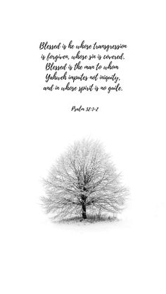 a tree in the snow with a bible verse on it's back ground and an image of a lone tree