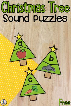 christmas tree sound puzzles for kids to practice their letters and numbers with free printable