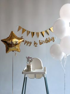 IKEA, balloons, 1/2 birthday, photosession, gold and white Half One Birthday, 6 Months Decoration Ideas, 6 Months Party Half Birthday, Half Way To One Party Ideas, 6 Months Bday Ideas, 6 Month Decoration Ideas, 6month Birthday Decoration Ideas, Half Month Photoshoot Ideas, Half A Cake 6 Months