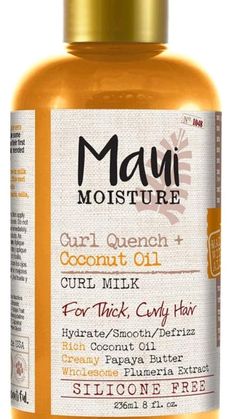 Maui Moisture Curl Quench + Coconut Oil Anti-Frizz Curl-Defining Hair Milk to Hydrate and Detangle Tight Curly Hair, Softening Leave-In Treatment, Vegan, Silicone & Paraben-Free, 8 fl oz Tight Curly Hair, Maui Moisture, Anti Frizz Hair, Curl Defining, Type 4 Hair, Braid Out, Anti Frizz, Beautiful Curls