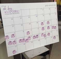 a calendar with pink polka dots on it