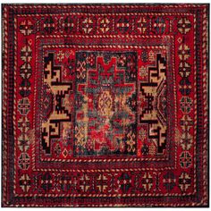 The perfect decorative centerpiece for any room can be found in SAFAVIEH's Vintage Hamadan Collection. Classic motifs are vividly displayed in distinctive hues and finished in an antique patina. Persian Motifs, Southwestern Area Rugs, Square Area Rugs, Persian Area Rugs, Red Area Rug, Vintage Area Rugs, Traditional Area Rugs, Accent Rugs, Distressed Rugs