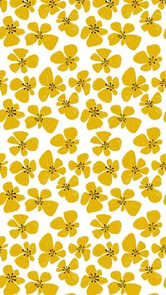 yellow flowers on a white background with black outlines in the center and bottom corner