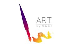 the logo for art symbol with an artistic brush and paint smudges on it