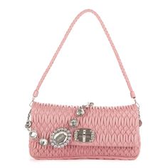 Miu Miu Shoulder Bag Iconic Crystal Cloqu Bag Medium In Pink Nappa Cristal Leather And Silver/Rhinestones Hardware. The Product Is In Perfect Condition (Aa). Dimension: 28*14*3cm Sku: Oag7335 Serial Number: None Accessories Included: None Delivery: We Have A 5 To 7 Business Days Delivery Policy, Hassle-Free And Duties/Tariffs Included! Brandco Paris Finds Rare And Top Condition Items At Great Deals, They Are Worth Your Patience! Shop With Confidence - All Brandco Paris Items Are Carefully Selected And Authenticated By Our Team Of Experts. All The Items Come With An Authenticity Certificate And Packaging Delivered By Brandco Paris. Item Condition Grading Table N ( Authenticity Certificate, 5 To 7, Silver Rhinestone, Medium Bags, Miu Miu, Bag Lady, Confidence, Shoulder Bag, Crystals