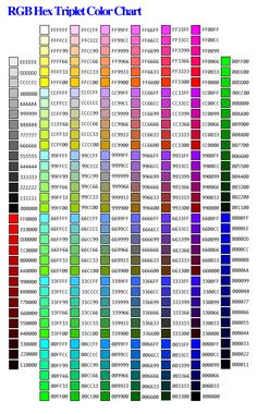 the color chart for rgb hex tripit core chart is shown in this image