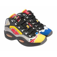 Reebok Power Rangers Question Mid Basketball Shoes - Brand (Reebok) - Style (Power Rangers Question Mid-Megazord) - Sneaker Type (Basketball) - Fabric Lining With Patterns - Cushioning Insoles, Foam Insoles, Rubber Sole - High Heel, Padded Ankle - Multi-Color - Product Id (Gy0590) - Synthetic Uppers - Lightweight Feel - Power Rangers Collaboration - Textile Lining - Eva Midsole, Rubber Outsole <<< Niche Xl Apparel >>> Reebok Question Mid, Reebok Question, Mid Top Shoes, Athletic Models, Reebok Shoes, Sneakers Men Fashion, Mens Basketball, Power Rangers, Types Of Shoes