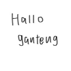 the words hello gangteng written in black ink on a white paper with an orange and