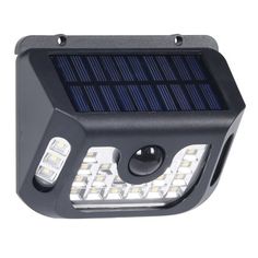 a solar powered light with two leds on the front and one in the back