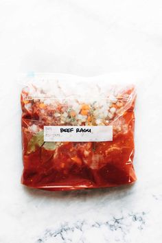 a bag of food sitting on top of a counter