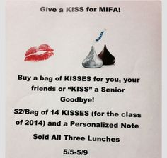 a sign that says give a kiss for miffa