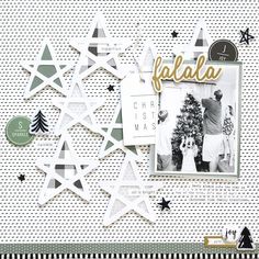 a scrapbook page with christmas decorations and photos