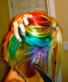 Hair Rainbow Color, Hair Color Rainbow, Fairytale Hair, Hair Rainbow, Cute Hair Colors, Dyed Hair Inspiration, Hair Inspiration Short, Hair Dye Ideas, Pretty Hair Color