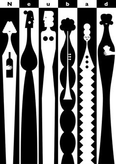 the silhouettes of different types of hairbrushes are shown in black and white