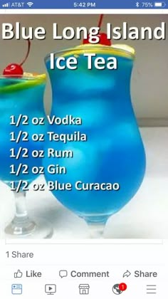 the blue long island ice tea is on facebook