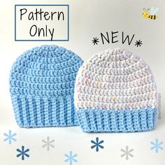 two crocheted hats sitting next to each other