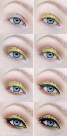 Summer Eyeshadow, Yellow Makeup, Makijaż Smokey Eye, Trendy Makeup, Eye Makeup Tips