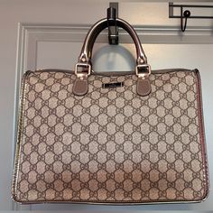 Inside Is Pristine Condition!! No Stains At All Exterior Is Clean! Metallic Trim Starting To Peel (See Pics) Comes With Gucci Dustbag + Coa! No Strap Included Gucci Gold Tote Bag, Gucci Gold Shopping Bag, Gucci Gold Satchel Bag, Gold Gucci Tote Bag, Gold Gucci Shopping Bag, Gold Gucci Bag For Shopping, Bags Gucci, Gucci Bags, Satchel