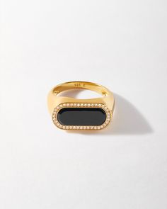 Luxury Hallmarked Onyx Rings, Luxury Oval Signet Ring With Black Enamel, Luxury Oval Black Enamel Signet Ring, Luxury Oval Black Enamel Rings, Classic Gold Diamond Ring With Black Enamel, Charlotte Collins, Jewelry Essentials, Black Onyx Ring, Ethical Jewelry