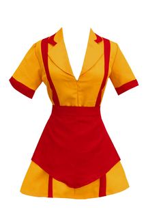 a yellow and red dress on a mannequin