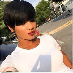 Natural Pixie Cut Wig Human Hair Short Bob Wig 100% Human Hair Wigs For Women 6455772323354 | eBay Short Black Wigs, Short Black Hair, Layers Short, Pixie Cut With Bangs, Cute Short Haircuts, Straight Hair Bundles, Short Human Hair Wigs, Hair Cute, Pelo Afro