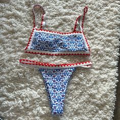 Never Worn Red White And Blue Swimsuit, 4th Of July Swimsuit, Gold Swimsuit, Light Grey Leggings, Purple Two Piece, Forth Of July, Gingham Jacket, Cute Bathing Suits, Blue Swimsuit