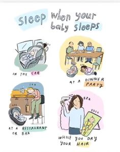 an image of sleep when your baby sleeps at a diner or bar illustration by the author