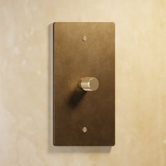 a light switch mounted to the side of a wall in a room with beige walls