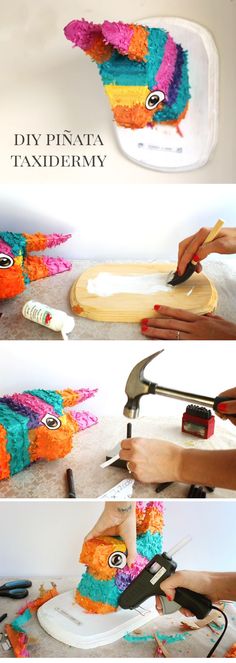 this is an image of how to make a crocheted bird with yarn and scissors