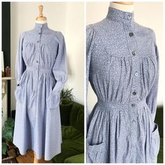 Vintage 1970s Laura Ashley rare shirt dress UK 12 modern | Etsy Cotton Long Sleeve Prairie Dress, Cotton Prairie Dress For Daywear, Vintage Blue Long Sleeve Prairie Dress, Blue Long Sleeve Vintage Prairie Dress, Yellow Striped Dress, Vintage Prairie Dress, Corduroy Dress, Prairie Dress, Quality Dresses