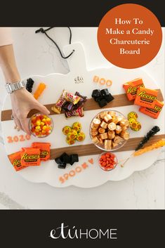 a table with candy and candies on it that says how to make a candy charette board