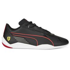 The R-Cat Machina is inspired by the smooth ride of a Scuderia Ferrari, whether you're driving or walking. Prominent branding details from PUMA and Scuderia Ferrari enhance the slick synthetic leather uppers. $54.95 Mens Black Sneakers, Sneakers Puma, Scuderia Ferrari, Lace Up Sneakers, Puma Mens, Black Sneakers, Synthetic Leather, Casual Sneakers, Black Shoes